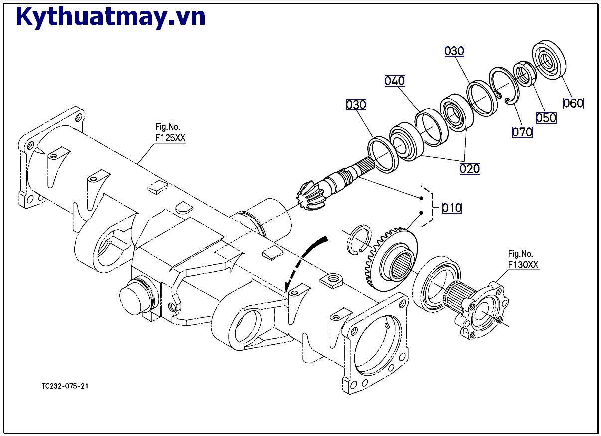 Bánh răng truyền động nón trước